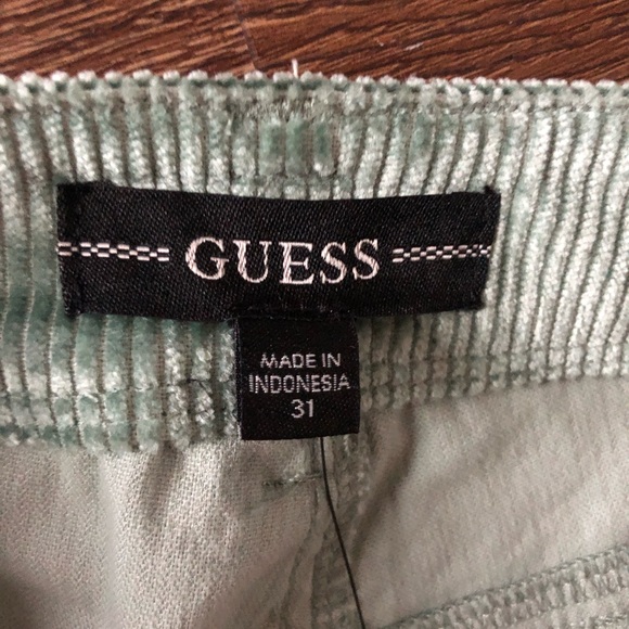 NWT GUESS Women’s High Rise Flare Shimmery Dusty Teal Corduroy Pants Size 31 - Picture 4 of 12